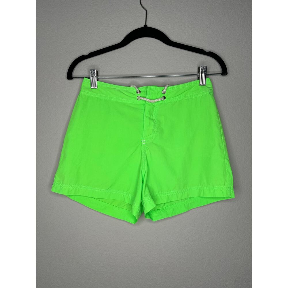 Kid's Size Large (14) Pull On Tie Front Boardshort Swimwear Shorts Neon Green - Picture 2 of 4